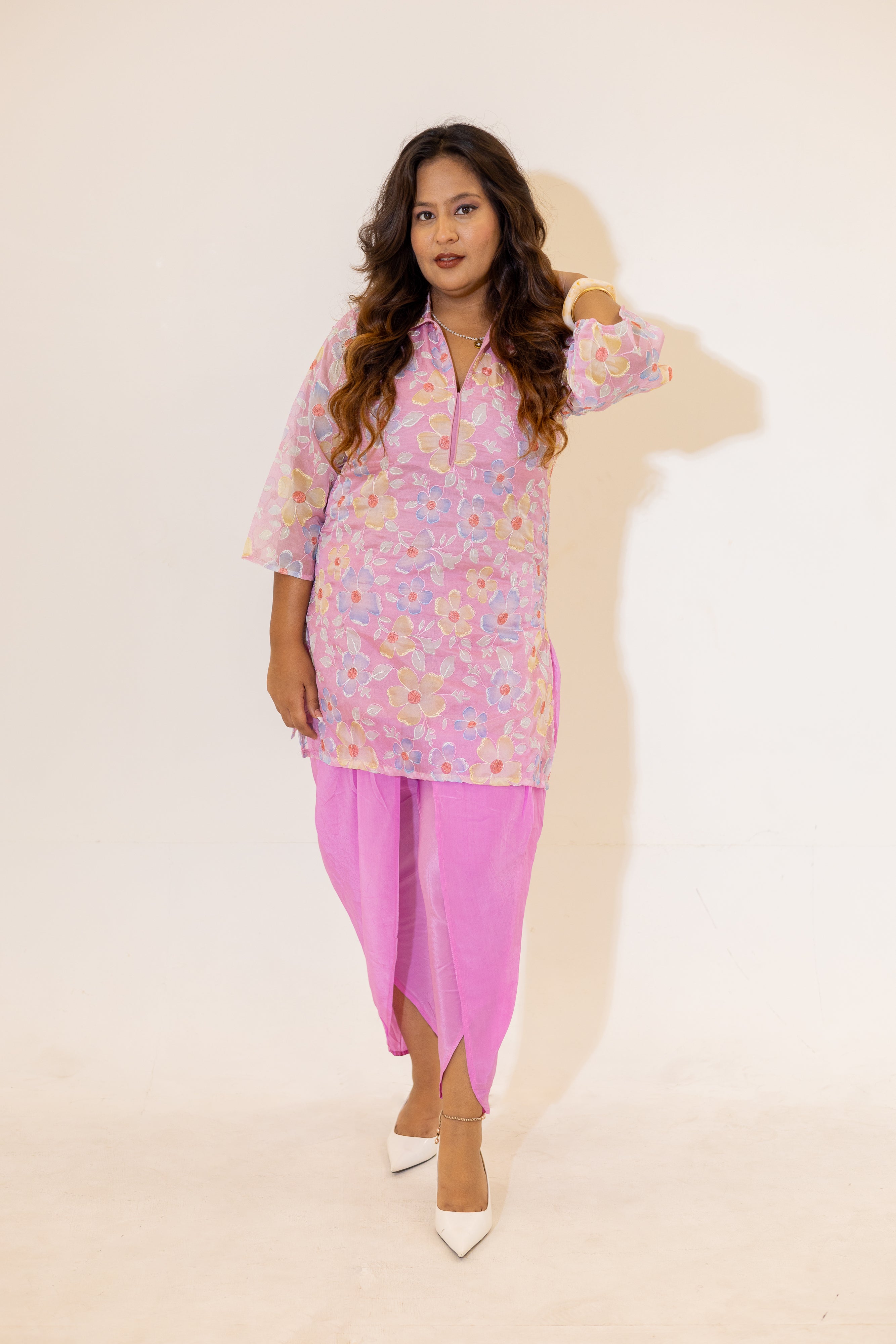 Phoolkari pastel kurta set | 2