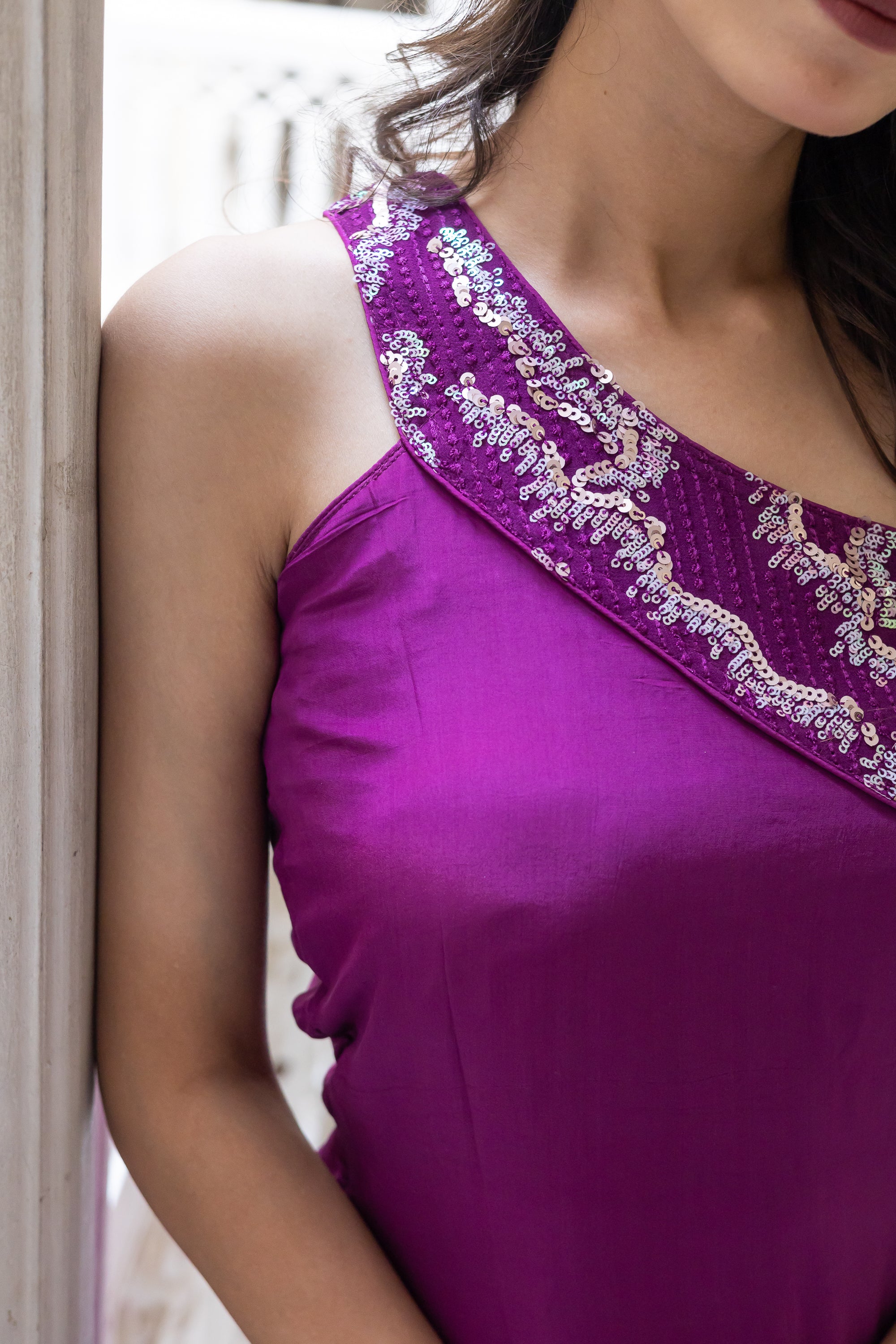 The Reign One-Shoulder Sharara Set