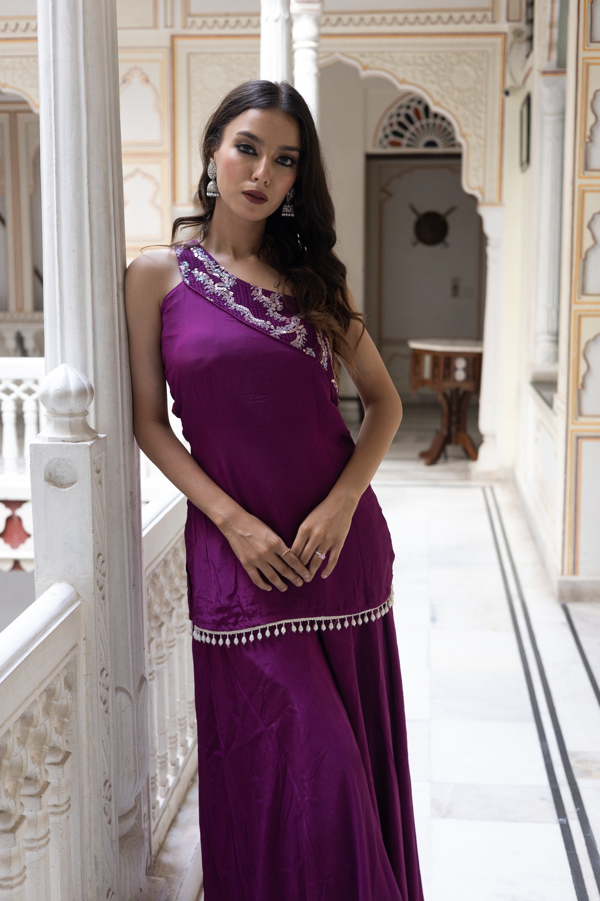 The Reign One-Shoulder Sharara Set